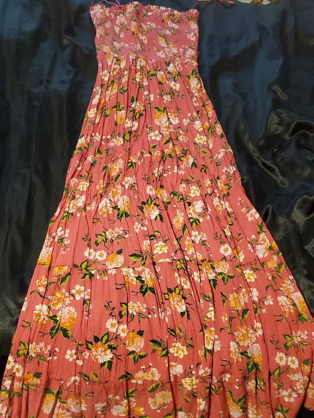Angie Pink Floral Strapless Maxi Dress